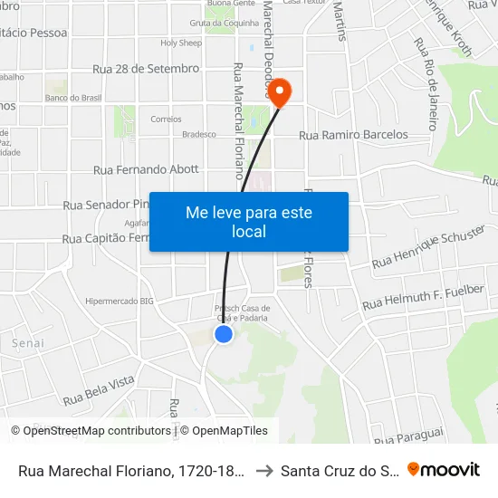 Rua Marechal Floriano, 1720-1840 to Santa Cruz do Sul map