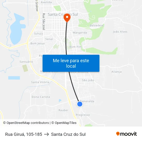 Rua Giruá, 105-185 to Santa Cruz do Sul map