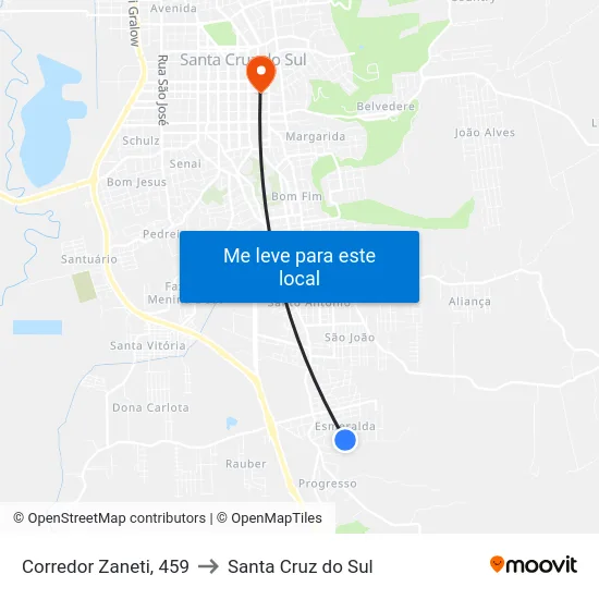 Corredor Zaneti, 459 to Santa Cruz do Sul map