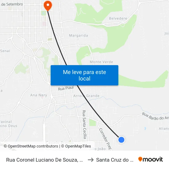 Rua Coronel Luciano De Souza, 165 to Santa Cruz do Sul map