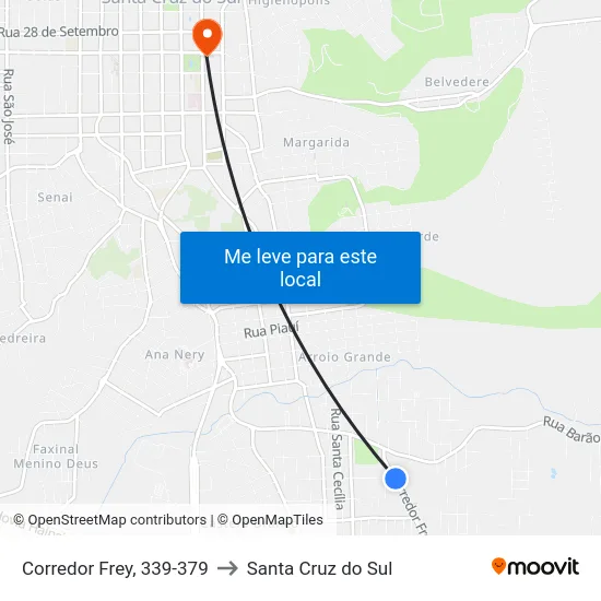Corredor Frey, 339-379 to Santa Cruz do Sul map