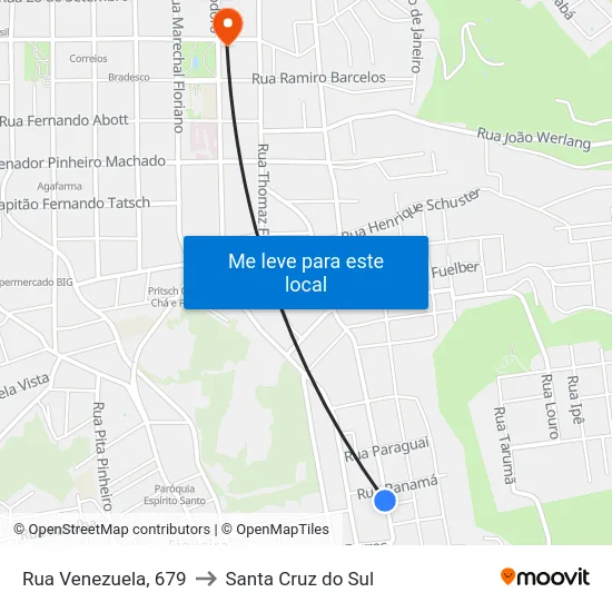 Rua Venezuela, 679 to Santa Cruz do Sul map