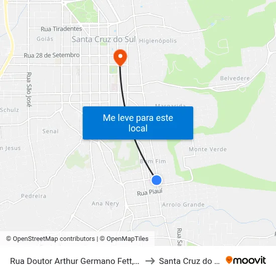 Rua Doutor Arthur Germano Fett, 604 to Santa Cruz do Sul map