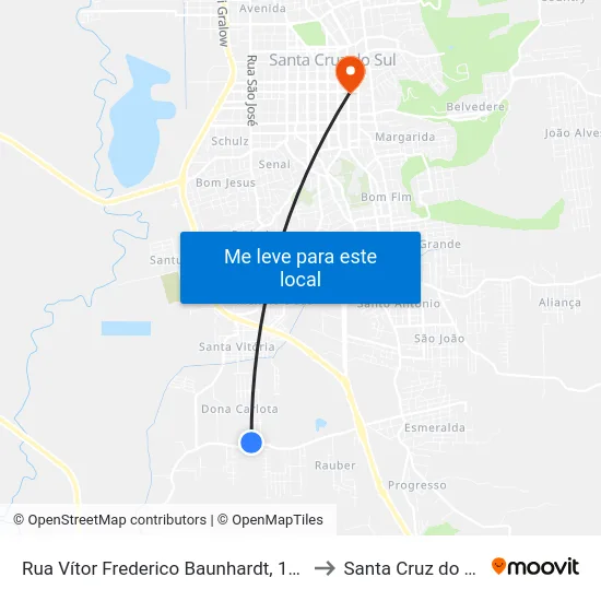 Rua Vítor Frederico Baunhardt, 1720 to Santa Cruz do Sul map