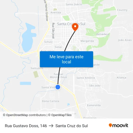 Rua Gustavo Doss, 146 to Santa Cruz do Sul map
