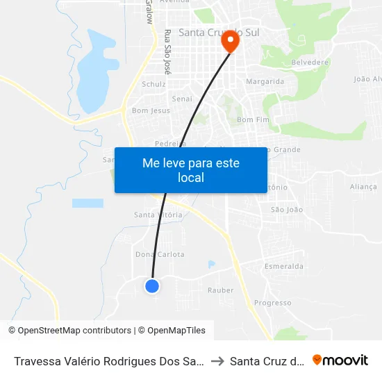 Travessa Valério Rodrigues Dos Santos, 200 to Santa Cruz do Sul map