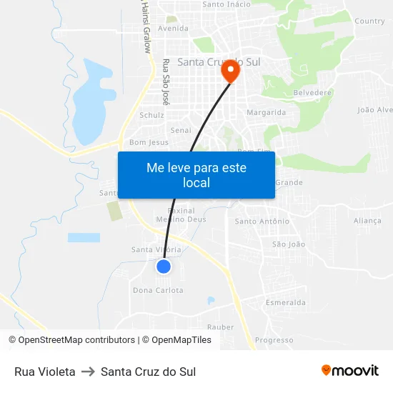 Rua Violeta to Santa Cruz do Sul map