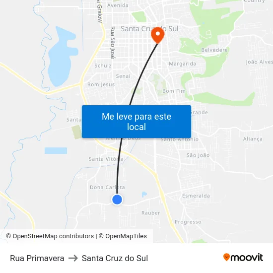 Rua Primavera to Santa Cruz do Sul map