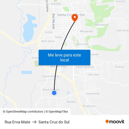 Rua Erva-Mate to Santa Cruz do Sul map