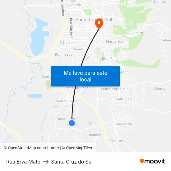 Rua Erva-Mate to Santa Cruz do Sul map