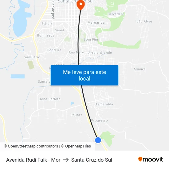 Avenida Rudi Falk - Mor to Santa Cruz do Sul map