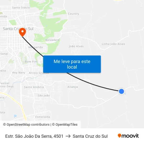 Estr. São João Da Serra, 4501 to Santa Cruz do Sul map