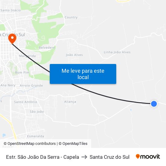 Estr. São João Da Serra - Capela to Santa Cruz do Sul map