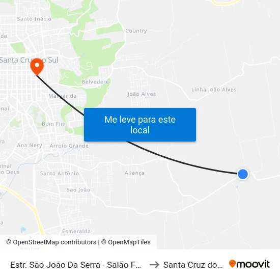 Estr. São João Da Serra - Salão Fengler to Santa Cruz do Sul map