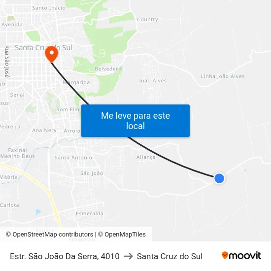Estr. São João Da Serra, 4010 to Santa Cruz do Sul map