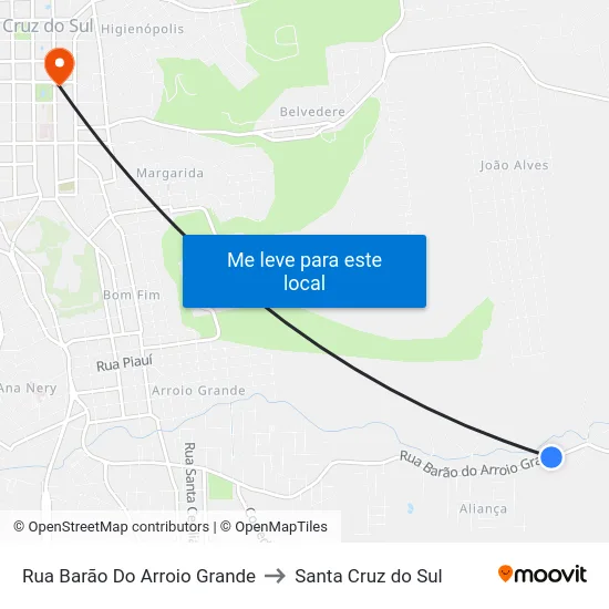 Rua Barão Do Arroio Grande to Santa Cruz do Sul map