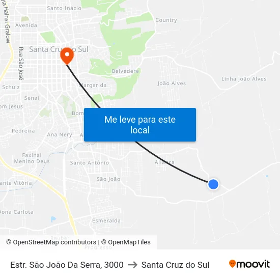 Estr. São João Da Serra, 3000 to Santa Cruz do Sul map