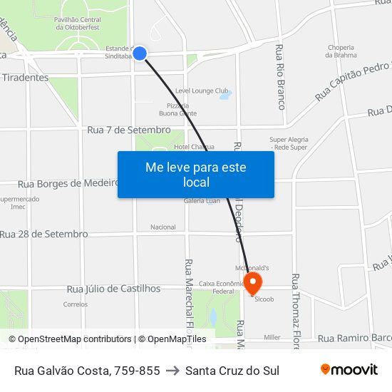 Rua Galvão Costa, 759-855 to Santa Cruz do Sul map
