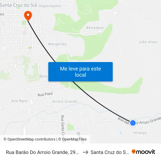 Rua Barão Do Arroio Grande, 2950 to Santa Cruz do Sul map