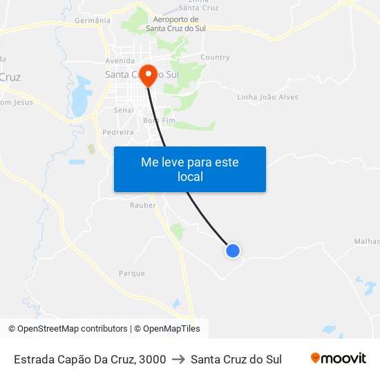 Estrada Capão Da Cruz, 3000 to Santa Cruz do Sul map