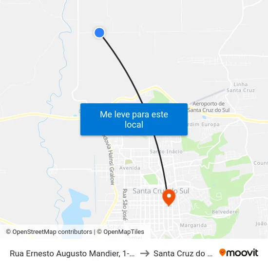 Rua Ernesto Augusto Mandier, 1-737 to Santa Cruz do Sul map