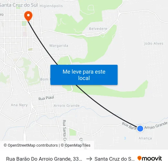 Rua Barão Do Arroio Grande, 3363 to Santa Cruz do Sul map