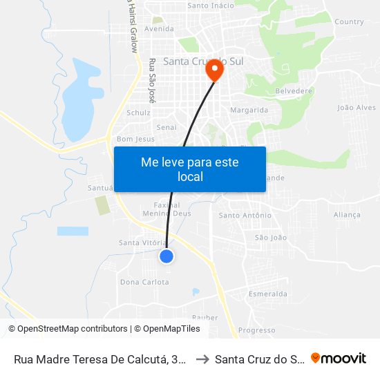 Rua Madre Teresa De Calcutá, 331 to Santa Cruz do Sul map