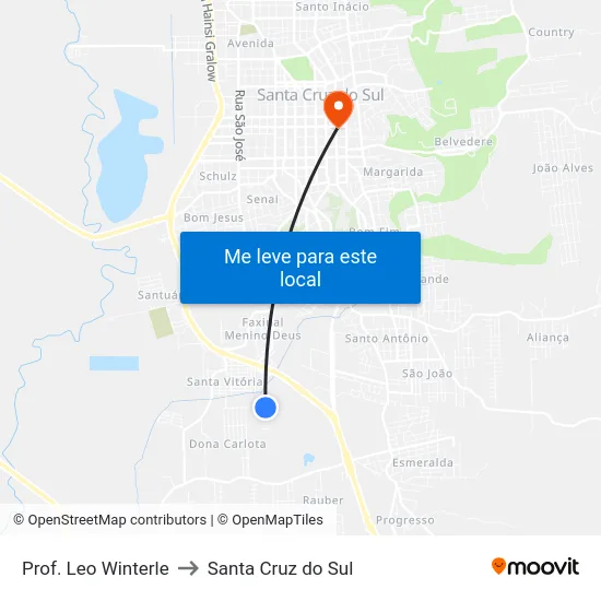 Prof. Leo Winterle to Santa Cruz do Sul map
