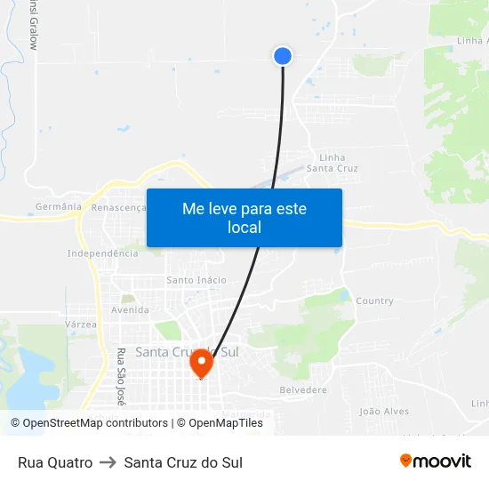 Rua Quatro to Santa Cruz do Sul map