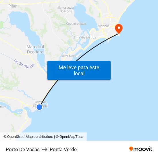 Porto De Vacas to Ponta Verde map