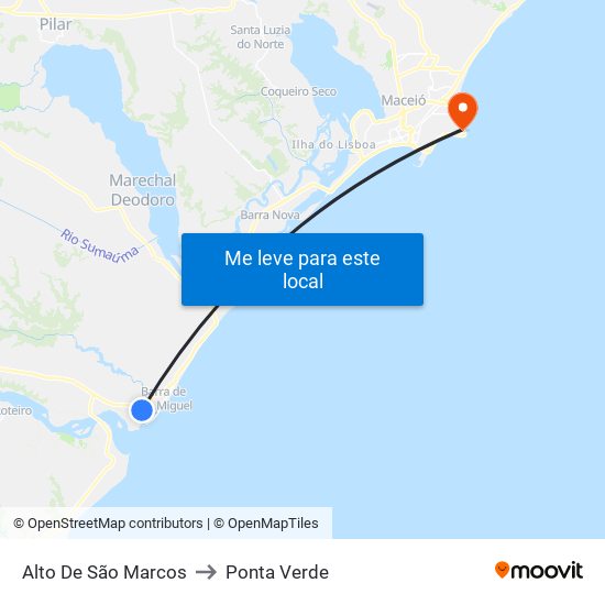 Alto De São Marcos to Ponta Verde map