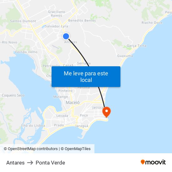 Antares to Ponta Verde map