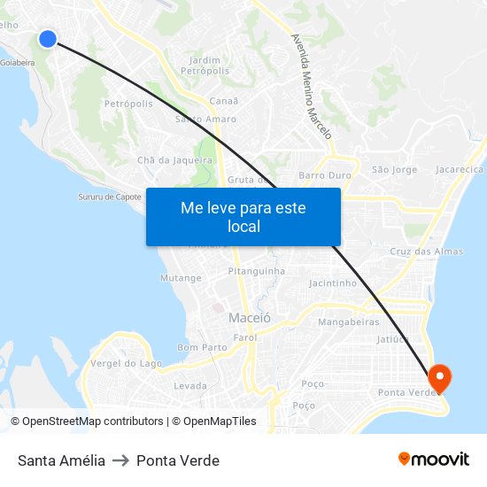 Santa Amélia to Ponta Verde map