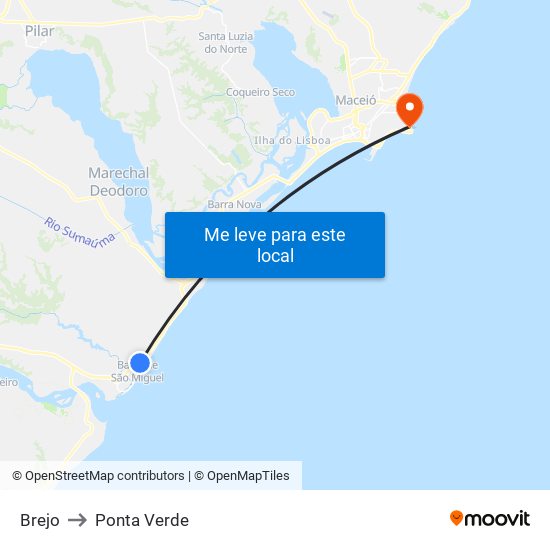Brejo to Ponta Verde map