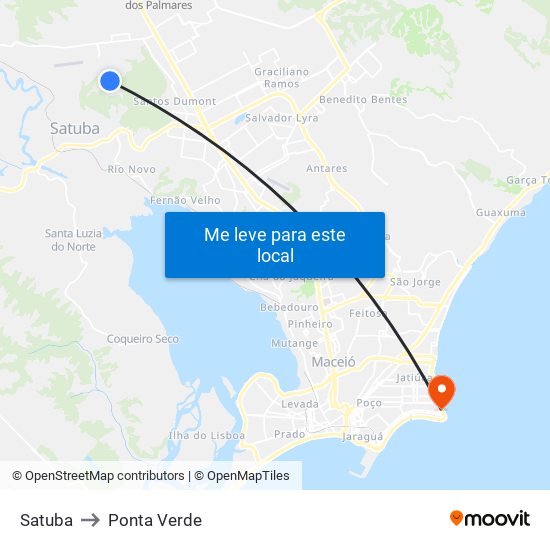 Satuba to Ponta Verde map