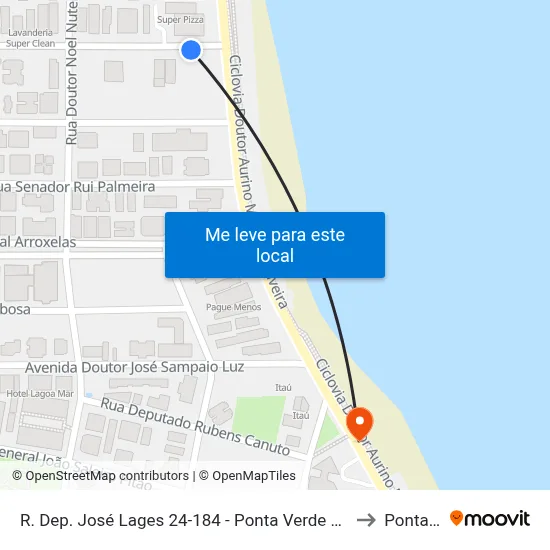 R. Dep. José Lages 24-184 - Ponta Verde Maceió - Al 57035-330 Brasil to Ponta Verde map