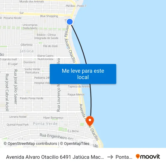 Avenida Alvaro Otacilio 6491 Jatiúca Maceió - Alagoas 57936 Brasil to Ponta Verde map