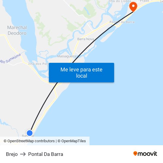 Brejo to Pontal Da Barra map
