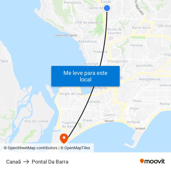 Canaã to Pontal Da Barra map