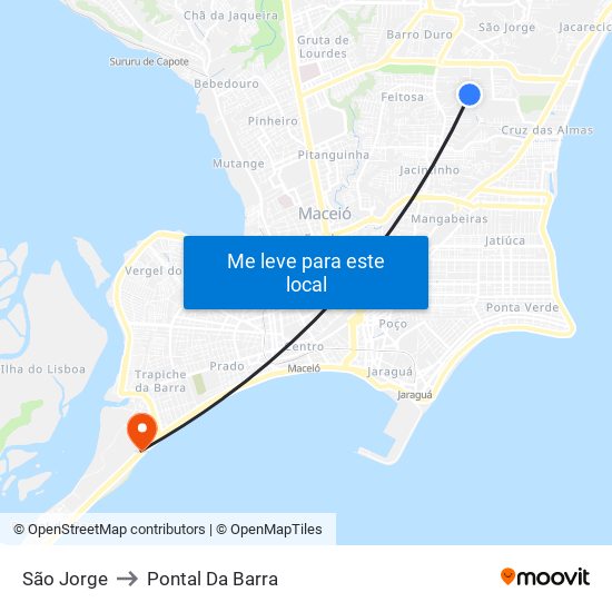 São Jorge to Pontal Da Barra map