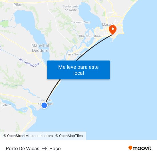 Porto De Vacas to Poço map