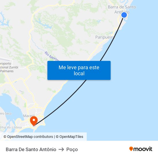 Barra De Santo Antônio to Poço map