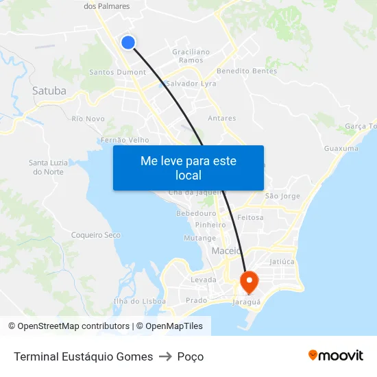 Terminal Eustáquio Gomes to Poço map
