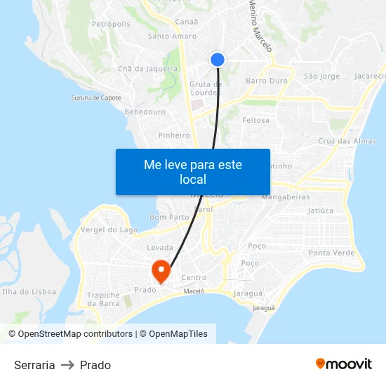 Serraria to Prado map