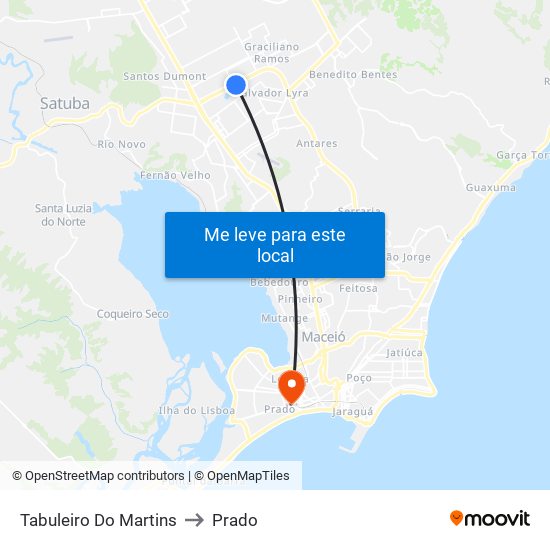 Tabuleiro Do Martins to Prado map