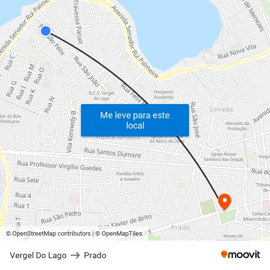 Vergel Do Lago to Prado map