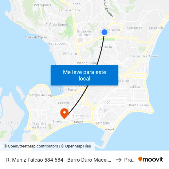 R. Muniz Falcão 584-684 - Barro Duro Maceió - Al Brasil to Prado map