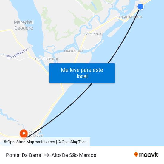 Pontal Da Barra to Alto De São Marcos map