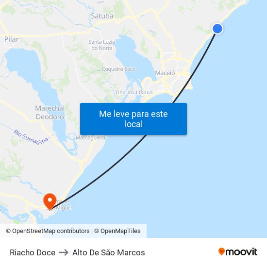 Riacho Doce to Alto De São Marcos map