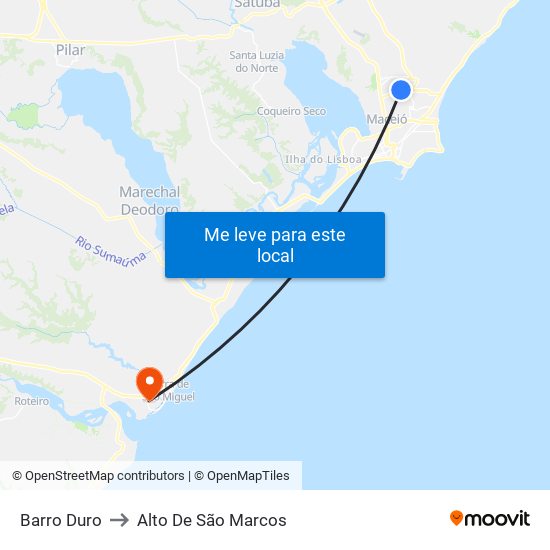 Barro Duro to Alto De São Marcos map